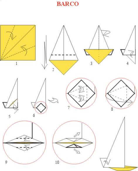 Origami de Barco a vela
